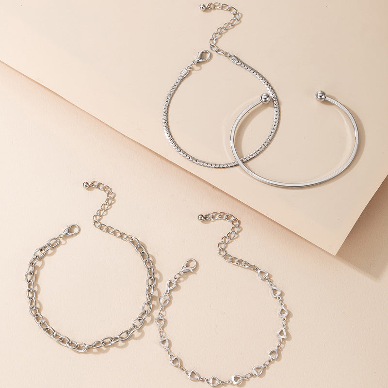 Wholesale 4pcs Silver Bracelet Valentine's Day Love Retro Bracelet ACC-BT-YongGe011