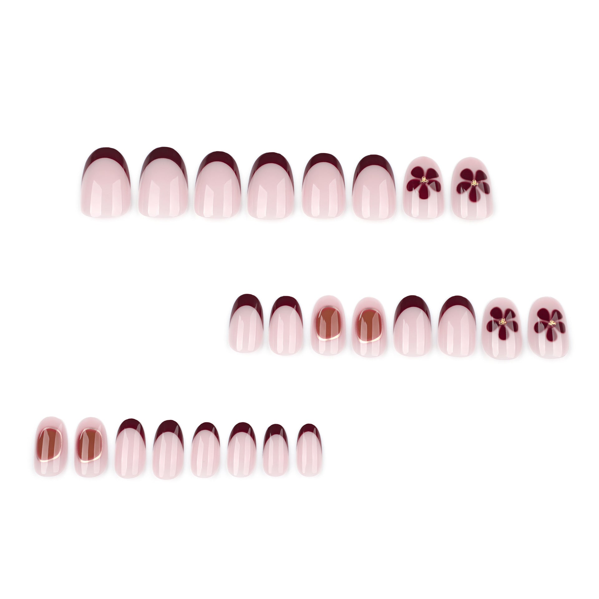 Wholesale 24 Pieces/box Gradient Flower Nails Kits Nail Stickers