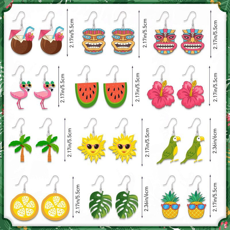 Wholesale Summer Tropical Fruit Acrylic Earrings — Refreshing Style for Hawaiian Luau &  Hula Parties