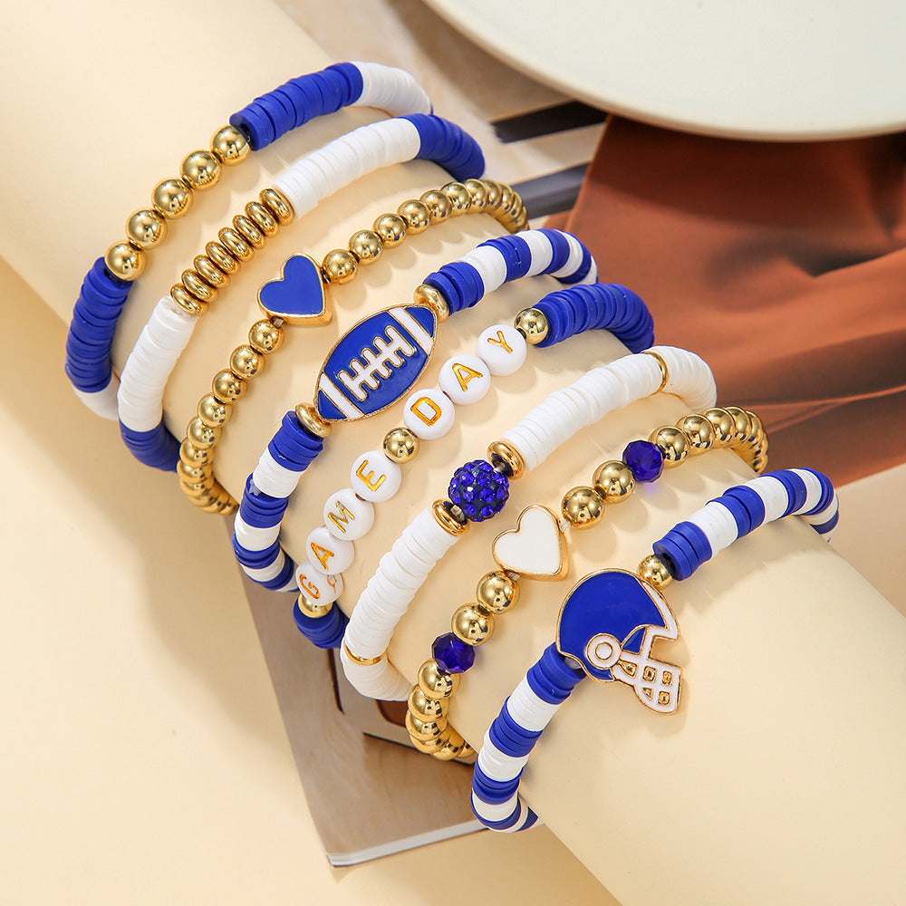 Wholesale rugby bracelet set  sporty and unique letter bracelet