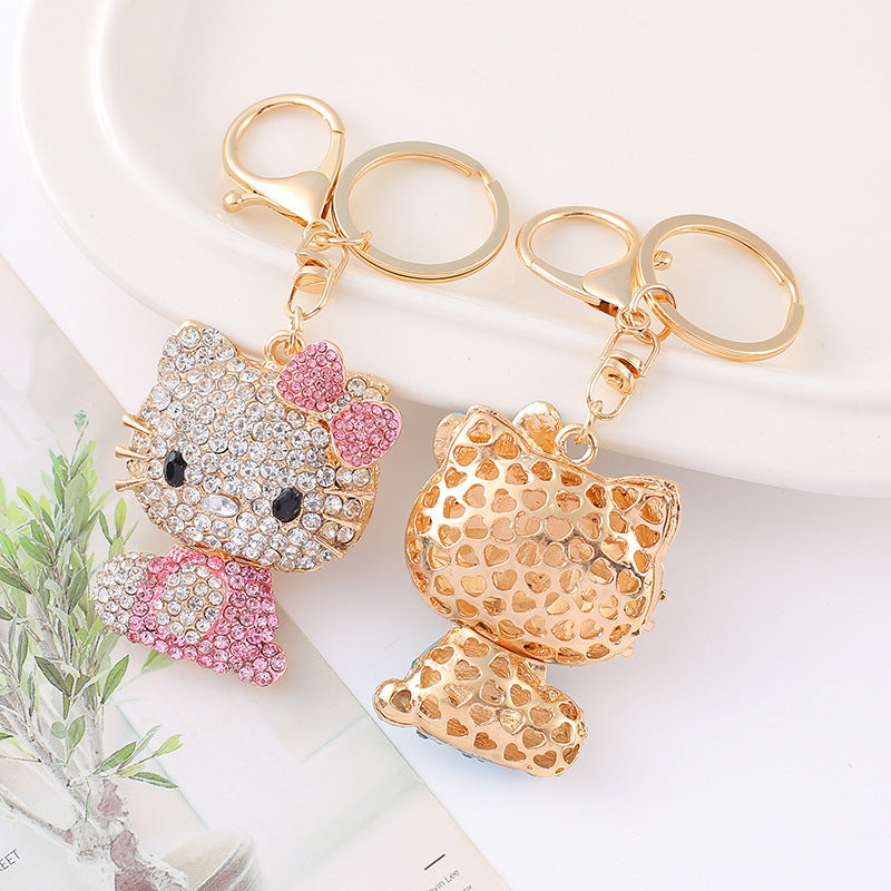 Wholesale Rhinestone cat car keychain
