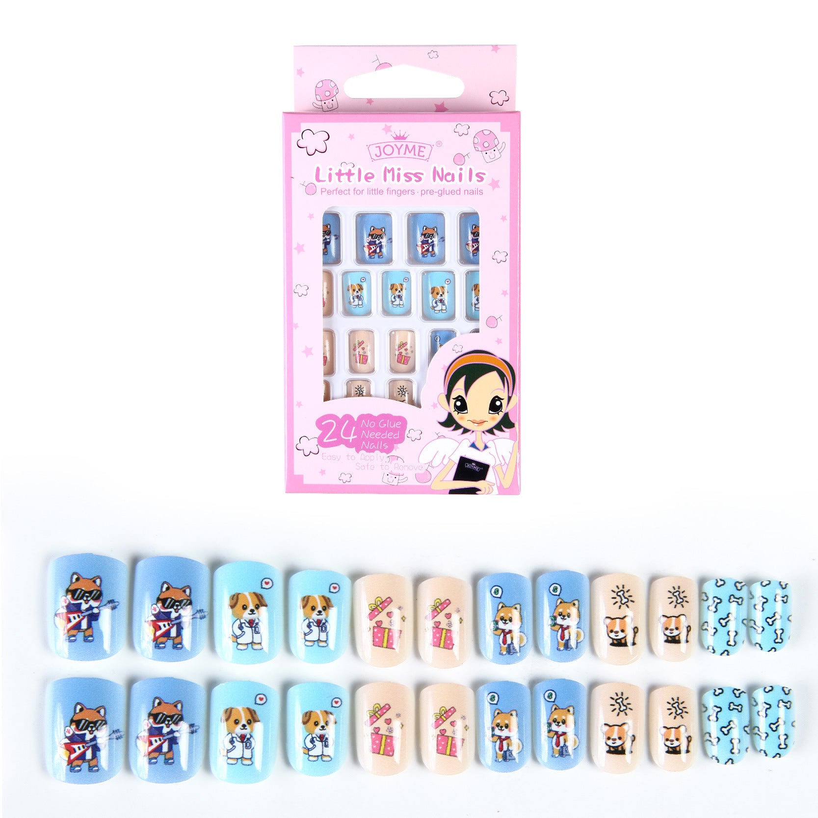 Wholesale Children's Press on Nails Kits 24 Solid Color Back Glue Nail Art Pieces ACC-NS-XKQ004