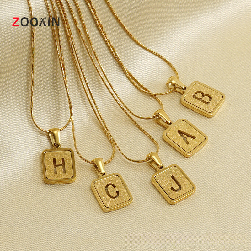 Wholesale Stainless steel fashion snake bone chain 18K letter necklace