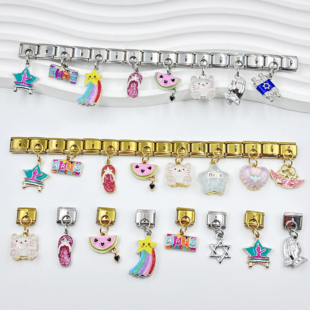 Wholesale  Italian Charm Bracelet 9mm DIY Pendant Series  Creative Stainless Steel Composable Bracelet