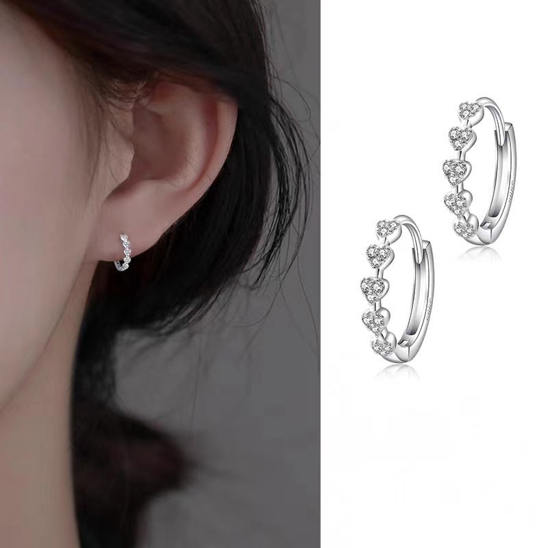 Wholesale S925 Sterling Silver Light Luxury Love Heart-shaped Earrings