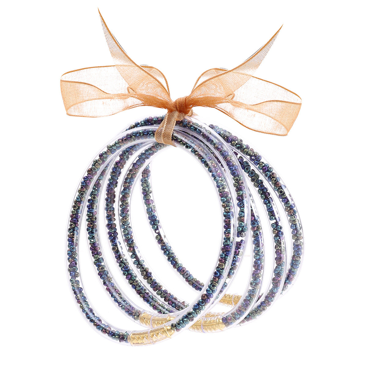 Wholesale Rice Beads Colorful Ribbon Plastic Silicone Tube Bracelet Jelly Bangles Beaded Bracelets ACC-BT-YTian005