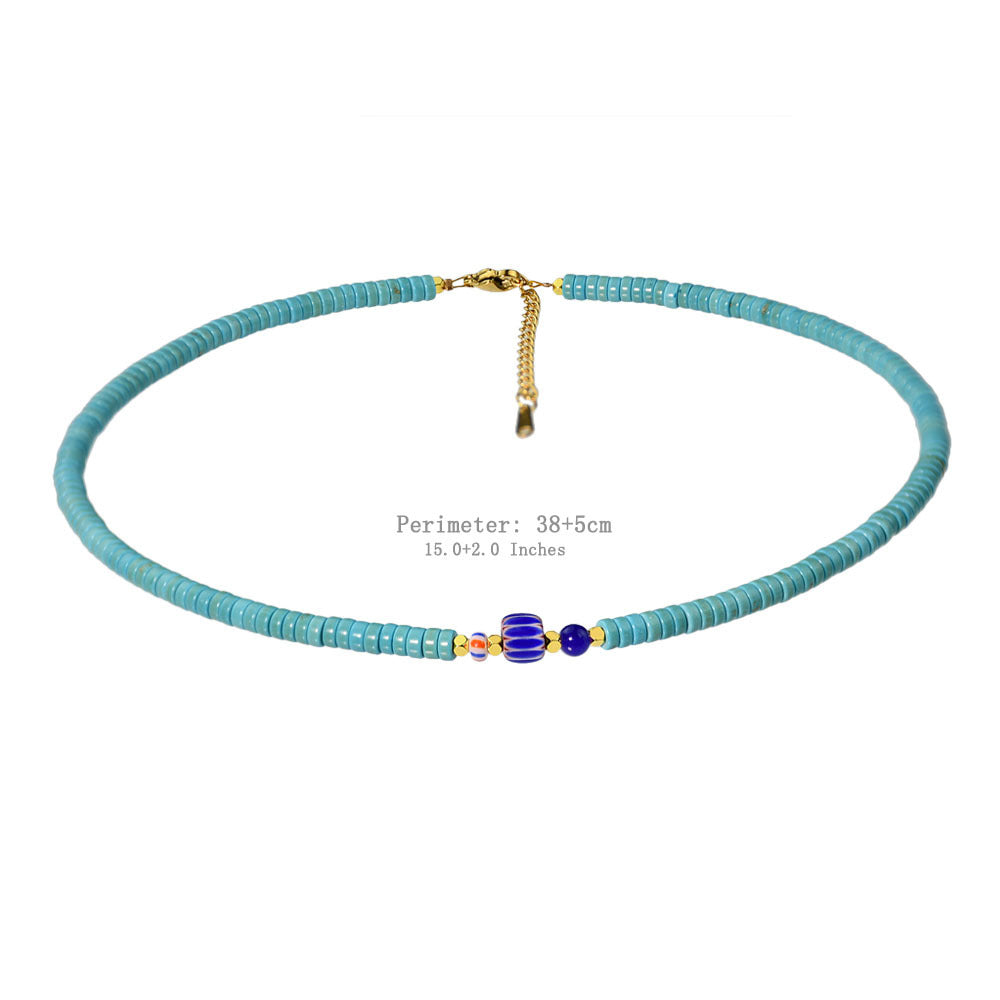 Wholesale Long Ethnic Style Turquoise Beaded Sweater Chain Necklace
