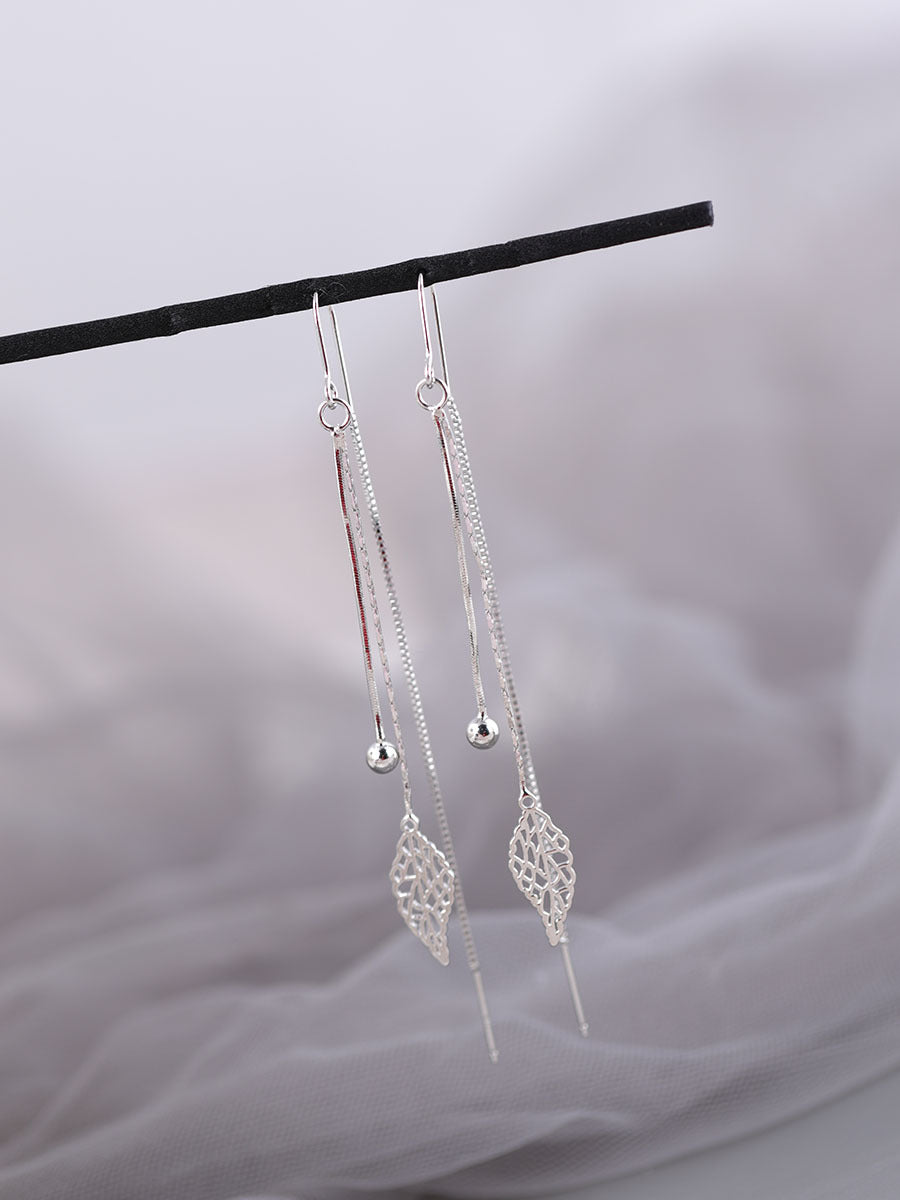 Wholesale 925 Sterling Silver Leaf Ear Line Light Luxury Earrings