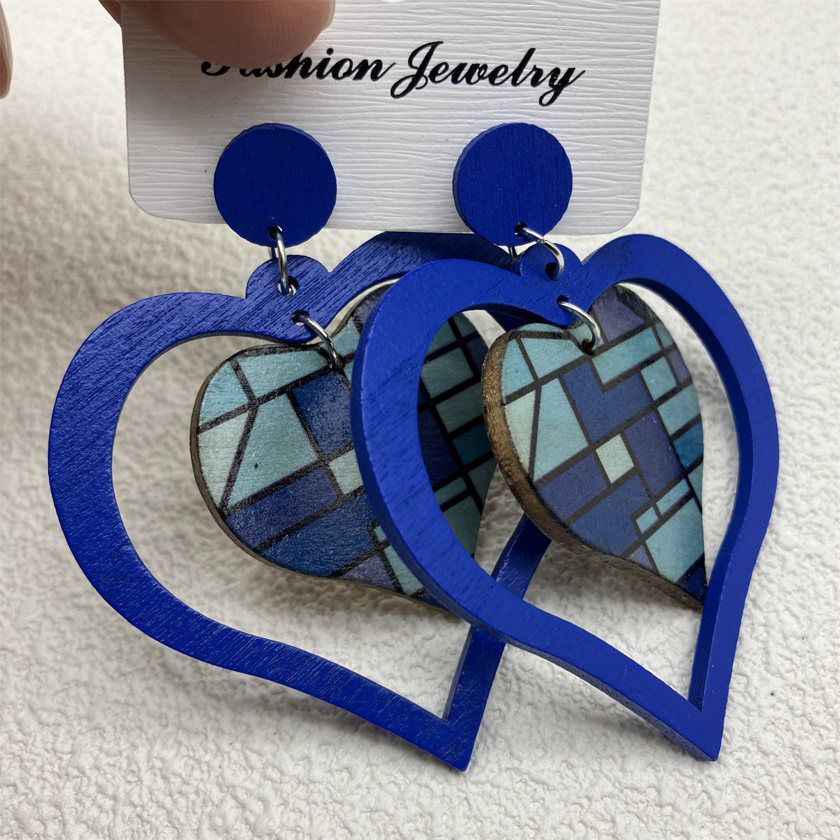 Wholesale Vintage Heart Shaped Wood Earrings ACC-ES-FX039