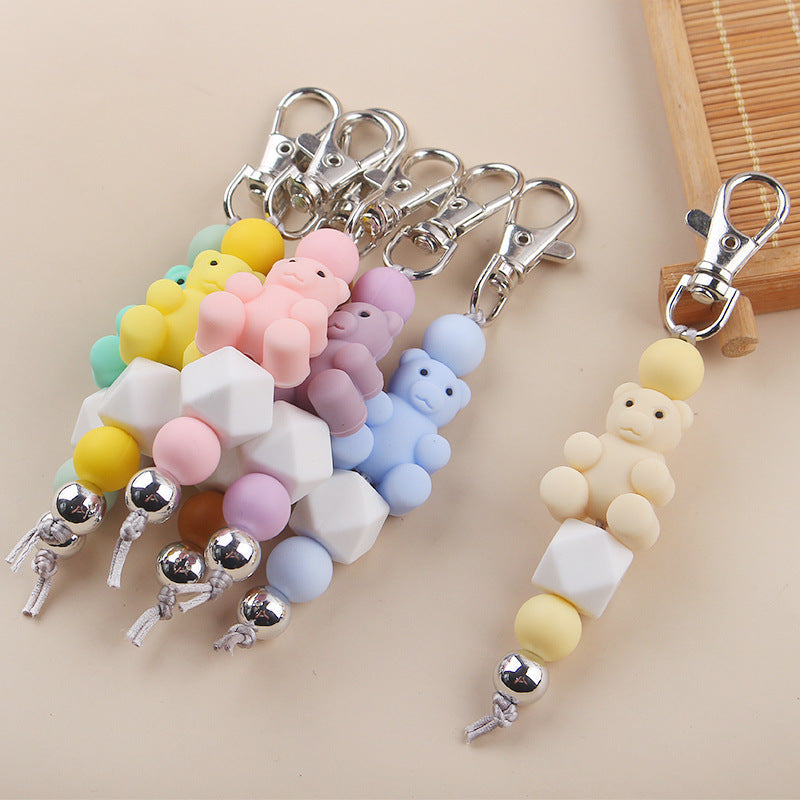 Wholesale Cartoon Bear Silicone Beaded Keychain Cute Keychain ACC-KC-GuangTian084