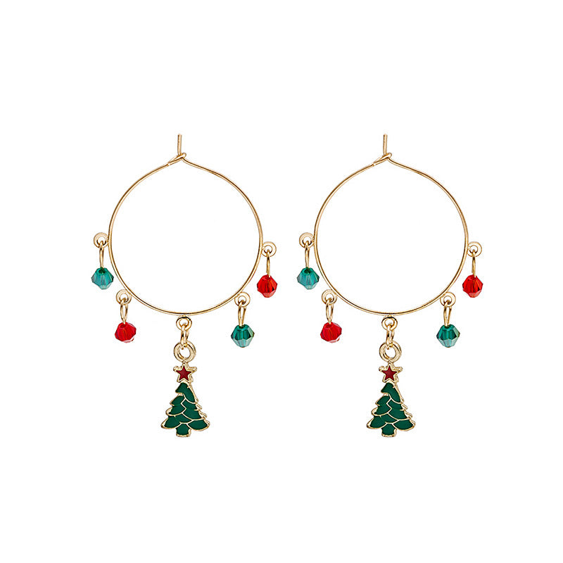 Wholesale Christmas Set Asymmetric Tassel Oil Drop Snowman Earrings