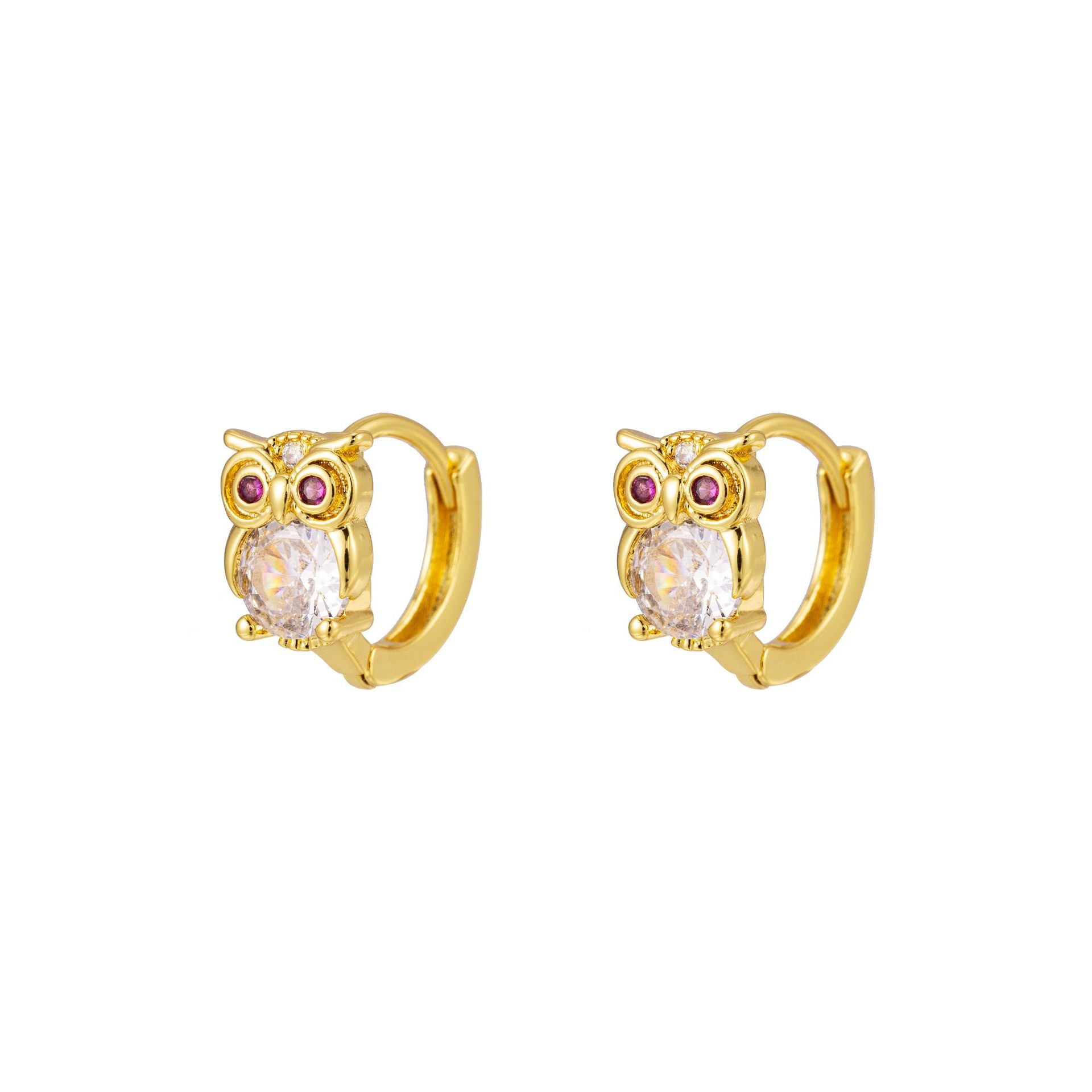 Wholesale  copper plated 18K real gold owl earrings