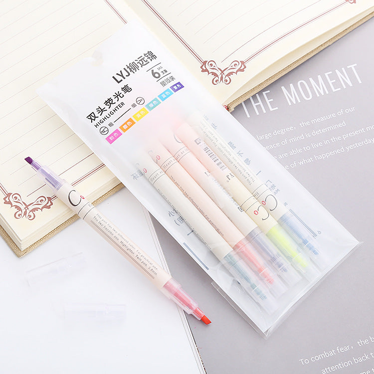 Wholesale Double Head Highlighter Color Marker Bevel Head Plastic Watercolor Pen ACC-PN-Liuj010