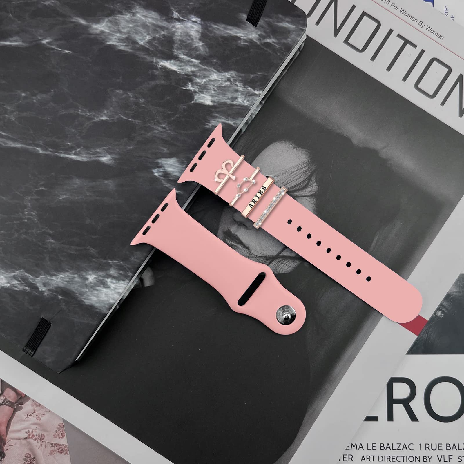 Wholesale Twelve Zodiac Sign Decorative Nail Set Suitable for Apple Watch Silicone Strap Rhinestone Accessories Zodiac Pendant