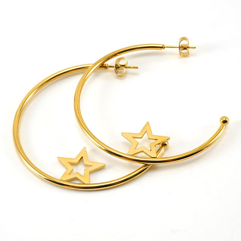 Wholesale stainless steel 18K gold exaggerated love butterfly earrings