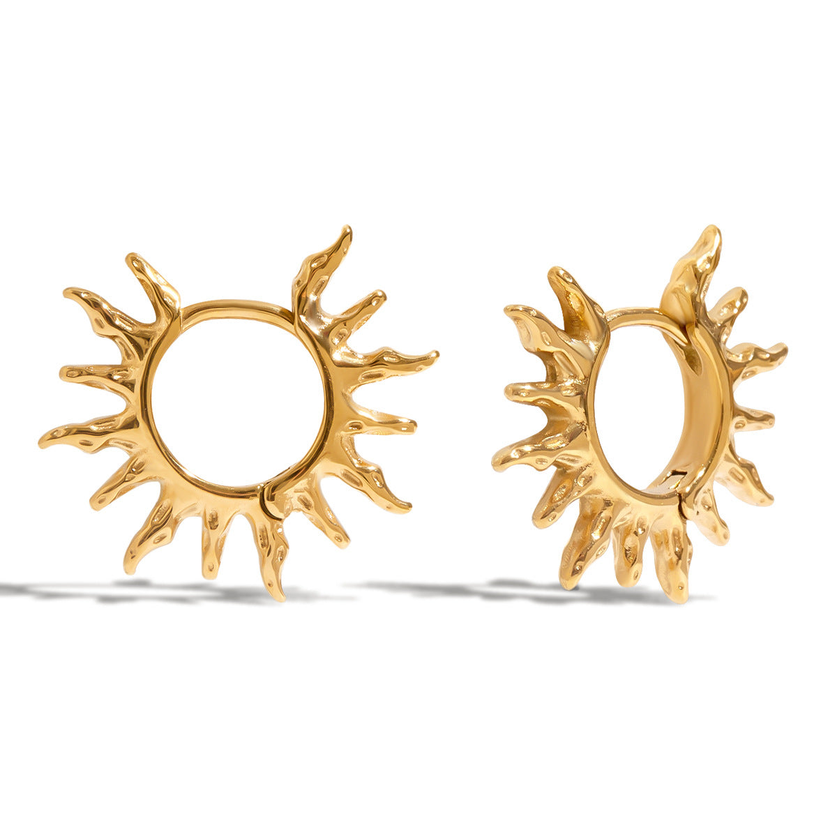 Wholesale 18K Gold Stainless Steel Sun Earrings