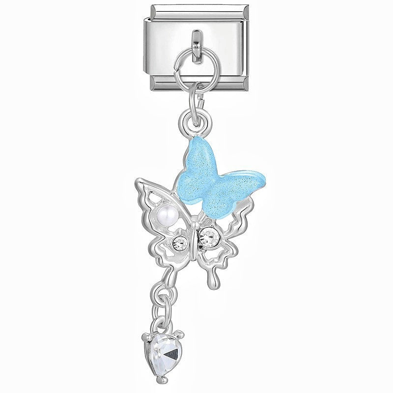 Wholesale Stainless Steel Butterfly Moon Pendant Charm DIY Bracelet Jewelry Making Accessory Boutique Resale