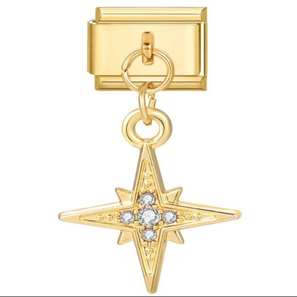 Wholesale Sun Flag Pattern Stainless Steel Gold Plated DIY Pendant Bracelet,  Trendy Fashion Accessory for Boutique Resale