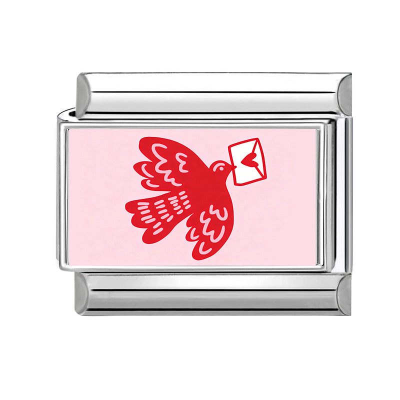 Wholesale Pink series flower  DIY  Single Section Creative Stainless Steel Composable Bracelet