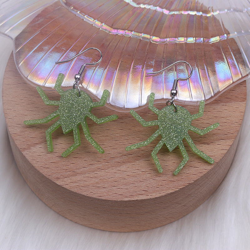Wholesale Halloween Earrings Long Stitching Bat Pumpkin Spider Acrylic Earrings