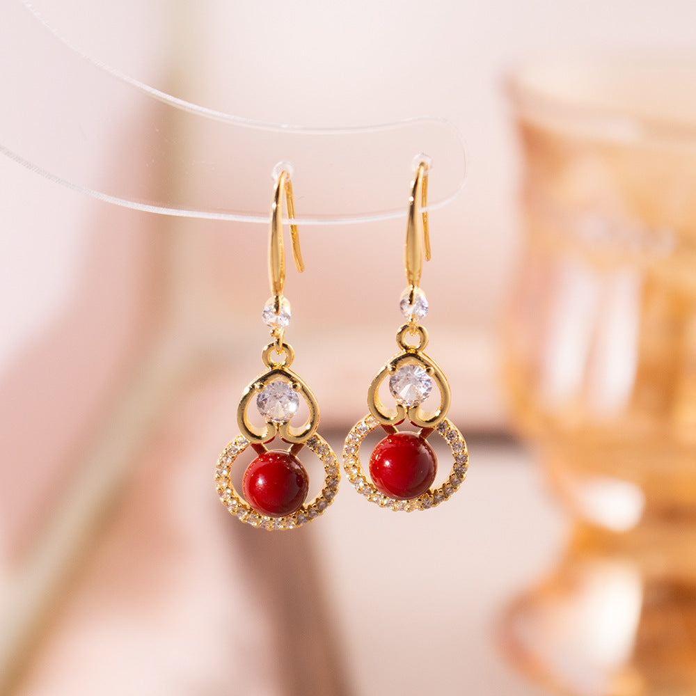 Wholesale Zircon  Pearl Ear Hook  Hollow Design Earrings Retro  Earrings