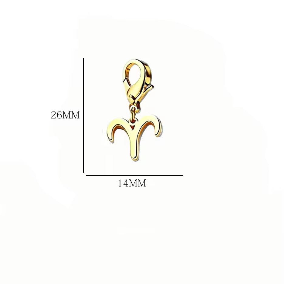 Wholesale Casual Stainless Steel Zodiac Pendant Charms with Lobster Clasp for DIY Jewelry Bracelets Necklaces,  Gift Idea