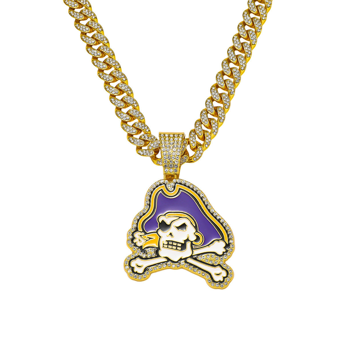 Wholesale Electroplated Zinc Alloy Men' s Hip-hop Diamond-cut Chain Pendant Necklace Fashion Accessory