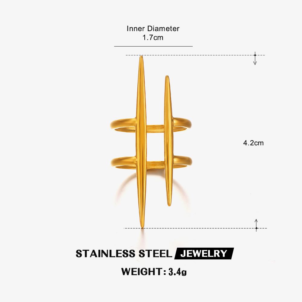 Wholesale European and American Hip Hop Style Stainless Steel Gold Plated Ring Fashion Accessory for Boutique Resale