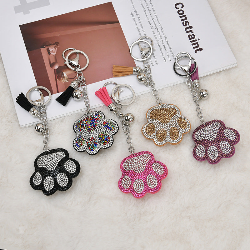 Wholesale Pink Leather Cartoon Rhinestone Keychain Bag Charm Gift