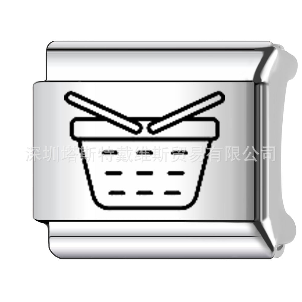 Wholesale 9mm Italian Charm Starter Bracelets DIY square Single Section Creative Stainless Steel Composable Bracelet