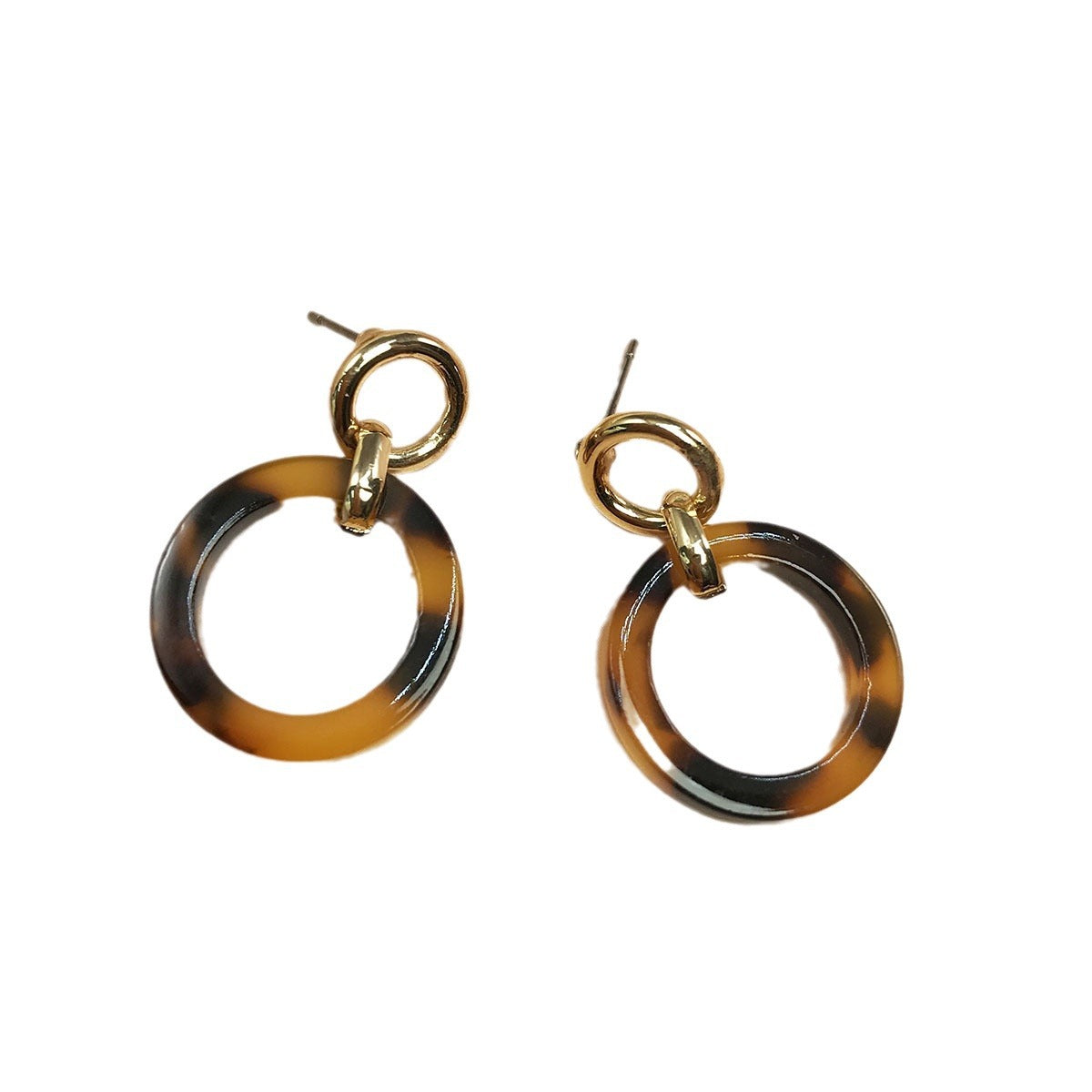 Wholesale Punk Style Metal Texture Exaggerated Leopard Print Resin Hoop Earrings
