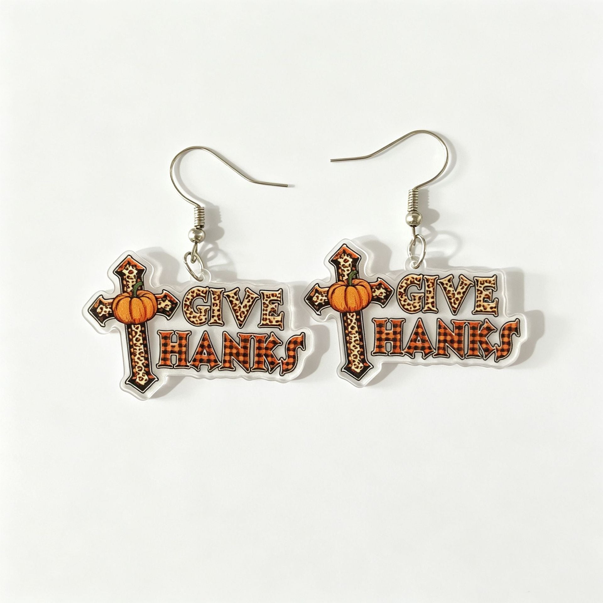 Wholesale Chic Thanksgiving Acrylic Earrings For Women Turkey Pumpkin Letter Design Jewelry Accessory Gift