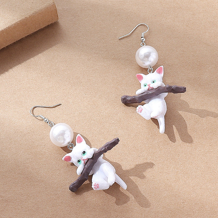 Wholesale  Fun Cat Chai Pearl Earrings