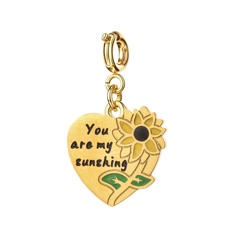 Wholesale European and American Cross-Border Popular Bull Head and Horn Cross Pendant Simple Keychain Bracelet Necklace Pendant Jewelry Accessories