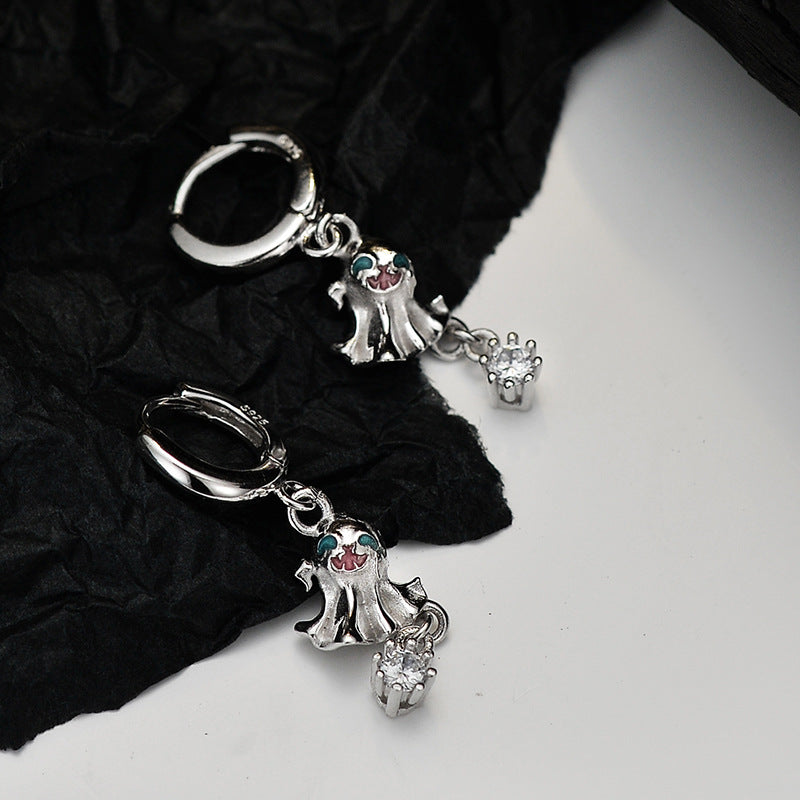 Wholesale Ghost S925 Sterling Silver Zircon Dangle Earrings ACC-ES-YWE003