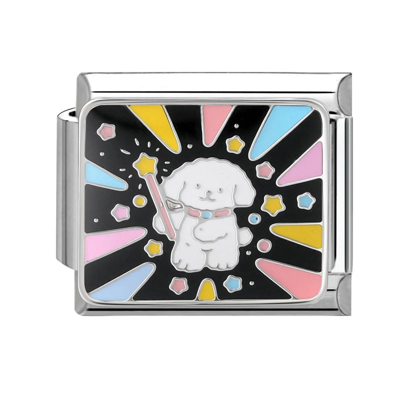 Wholesale  9mm Italian Charm Starter Bracelets DIY square Single Section Creative Stainless Steel Composable Bracelet
