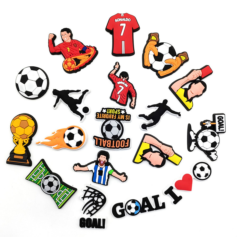 Wholesale 10pcs Football Sports Series Hole Shoe Flower Buckle Shoes Charms
