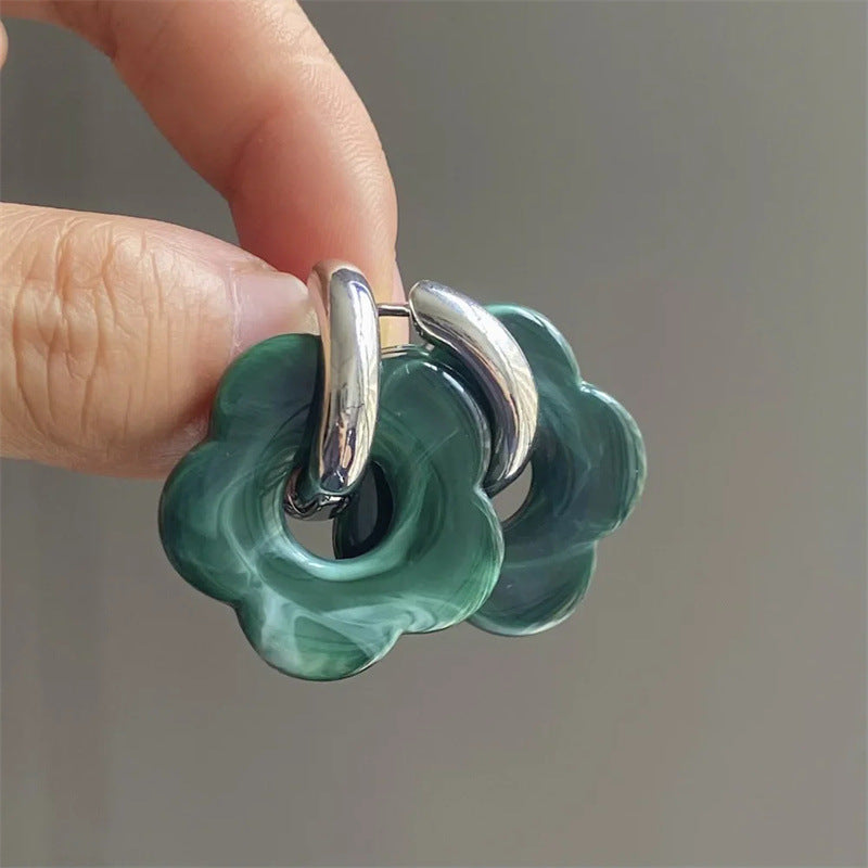 Wholesale Resin Flower Copper Earrings ACC-ES-MLR009