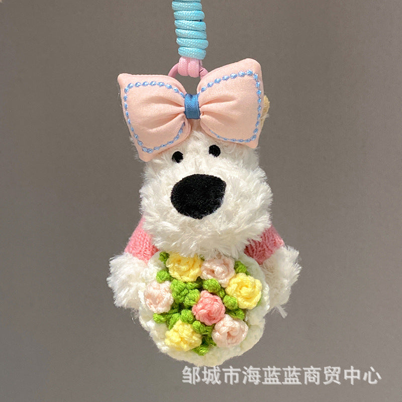 Wholesale Cute Flower  Puppy Plush Keychain