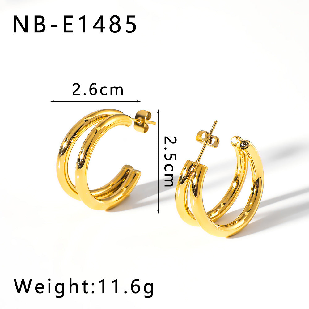 Großhandel C-formed Hohlhaken übertriebene Klaue 18K Gold Edelstahlohrringe