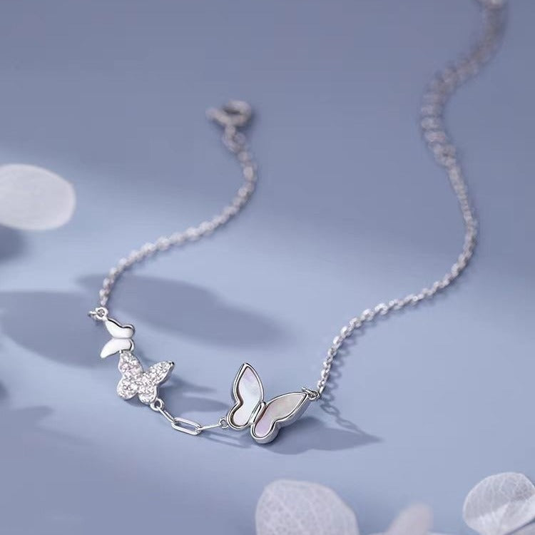 Wholesale S925 Silver White  Butterfly Bracelet