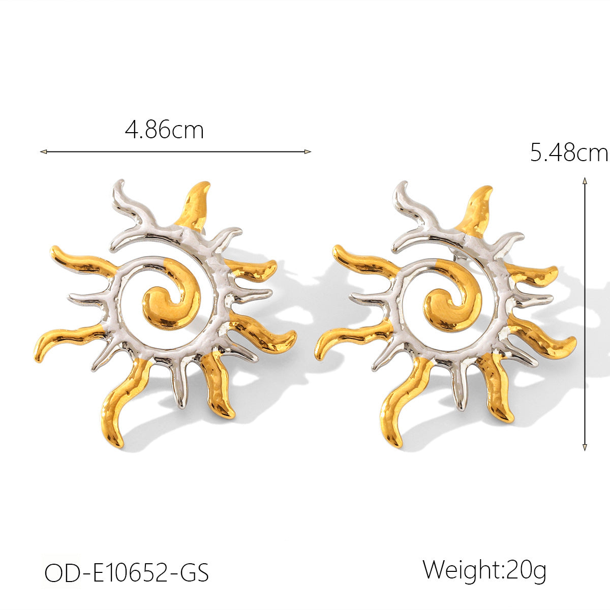 Wholesale Titanium Steel sun flame geometric earrings