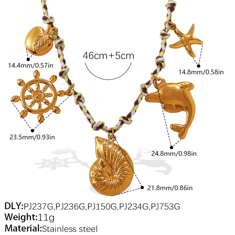 Wholesale DIY pendant knotted rope bracelet colorfast ocean-themed pendant necklace jewelry
