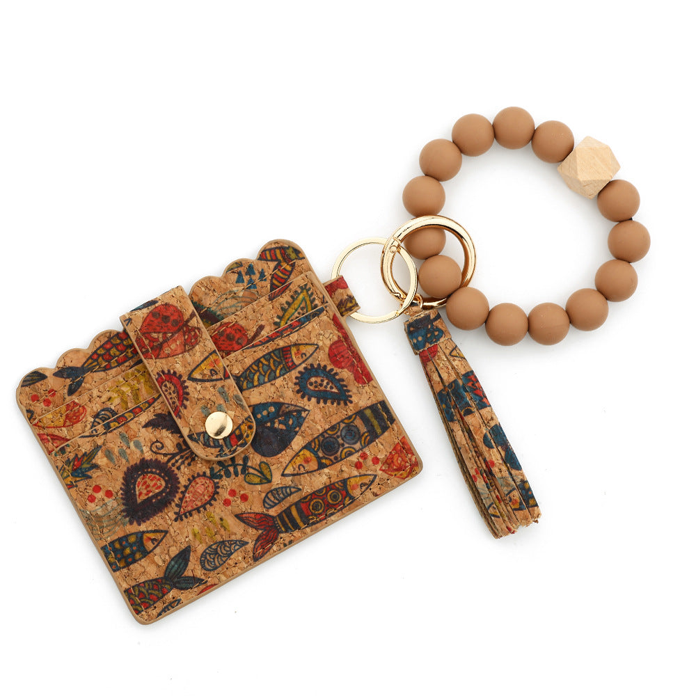 Wholesale 10PCS  Small Wallet Silicone Bead Bracelet Wristlet Keychain