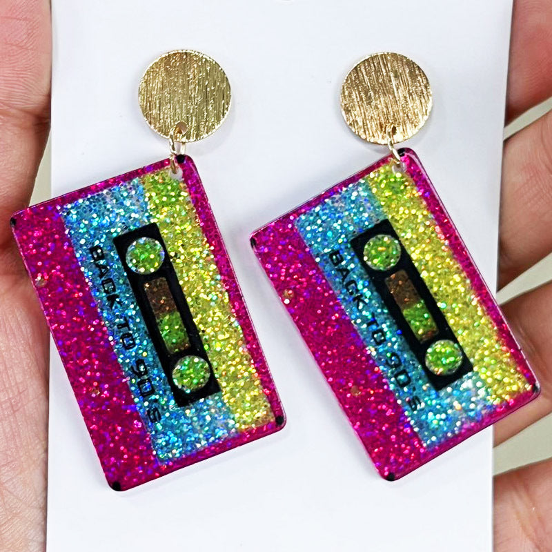 Wholesale 2pairs/pack Fluorescent Color Shiny Lightning Acrylic Earrings ACC-ES-HY113