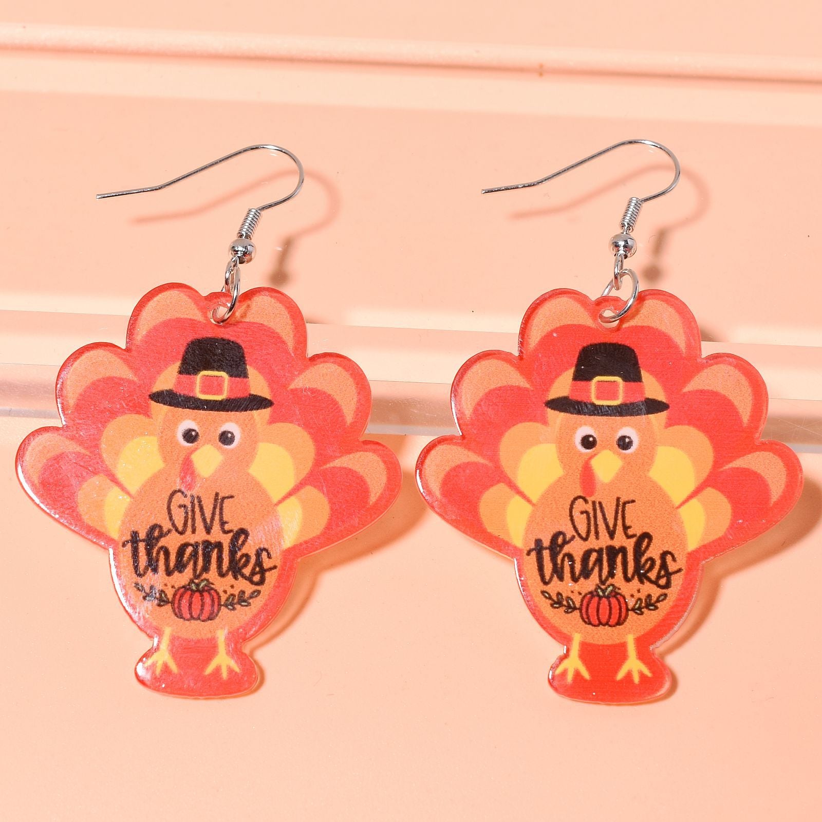 Wholesale Thanksgiving Cartoon Turkey Acrylic Earrings ACC-ES-Xunt004