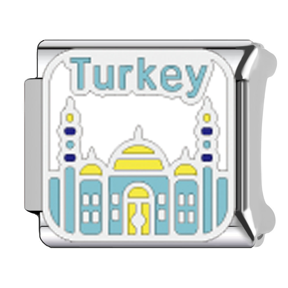 Wholesale   Italian Charm Bracelet 9mm DIY Egyptian pyramid landmark Creative Stainless Steel Composable Bracelet