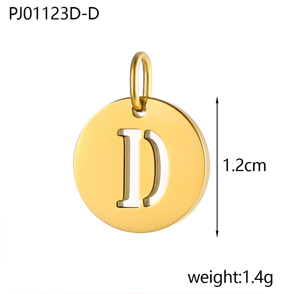 Wholesale Stainless steel round brand 26 letter hollow DIY pendant