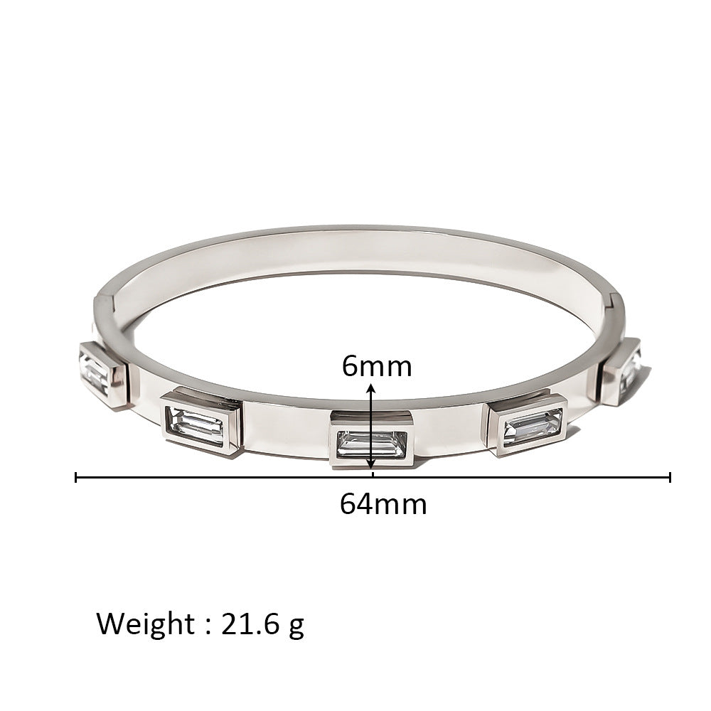 Wholesale Stainless Steel 18K Gold Plated Geometric Star Flower Zircon Bracelet