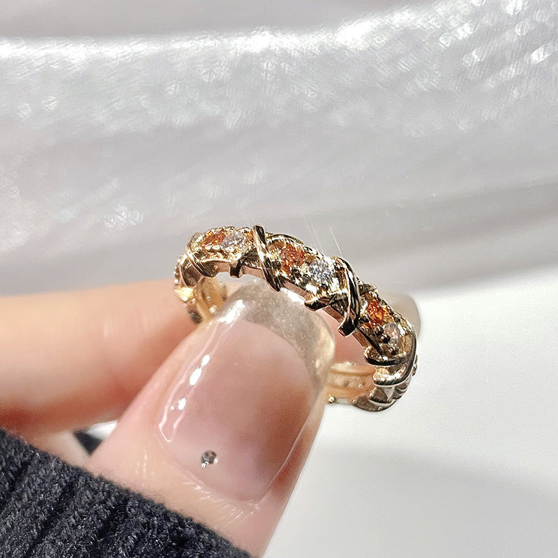 Wholesale Cross Full Diamond Zircon Open Ring Adjustable Rings ACC-RS-JiuHao009